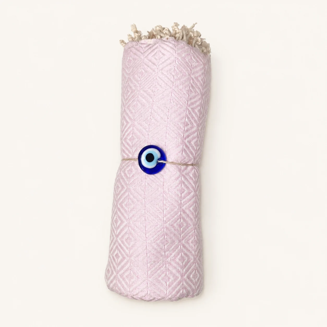 Rose de Carthage fouta in powder pink & ecru